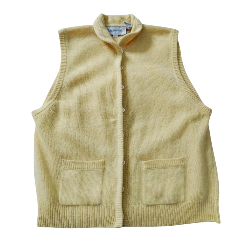 Vintage 80's Women's Evan-Picone Lambswool‎ Angora Old Money Vest size L Granny